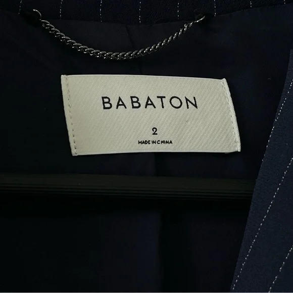 ARITZIA BABATON NAVY PINSTRIPE TRENT LONG JACKET - Picture 8 of 12